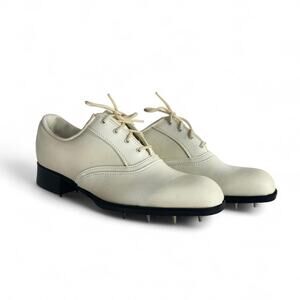 Jack Nicklaus Bostonian Cream leather golf shoes with spikes
